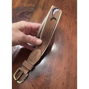 ZEPPELIN USA MADE MEN'S BROWN LEATHER Kingfish And Boat Motif size 36 Brass buc